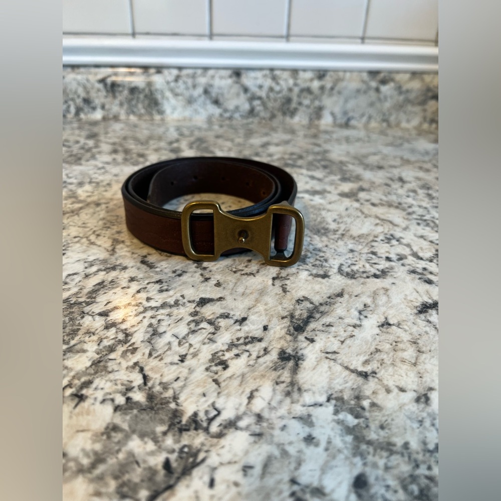 Dockers Brown Leather Belt Brass Buckle Adjustable Men's Classic Dress Size L